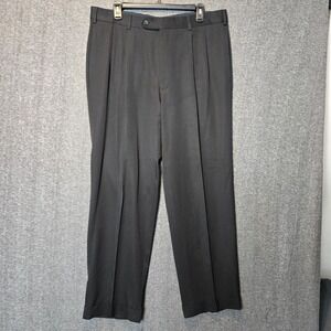Brooks Brothers Wool Pants Mens 35x29 Black Dress Trousers Pleated Front Cuff